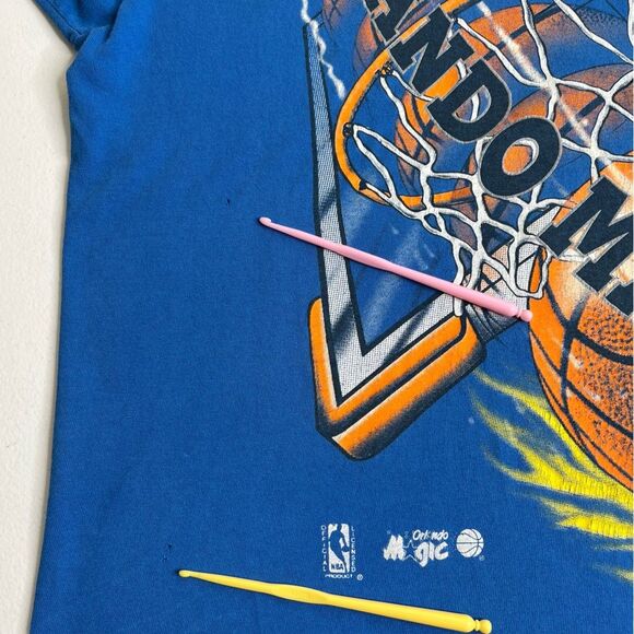 Vintage 90s America's Favorites Magic Johnson Orlando Magic T Shirt Large HOLES - Picture 6 of 16